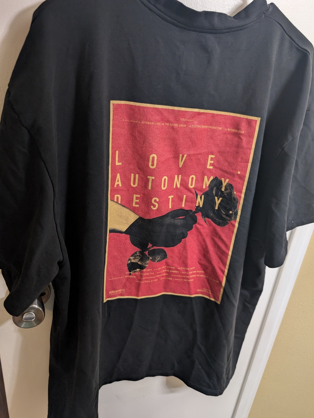 Tesla Black Short-Sleeve Tee with Red and Yellow Graphic